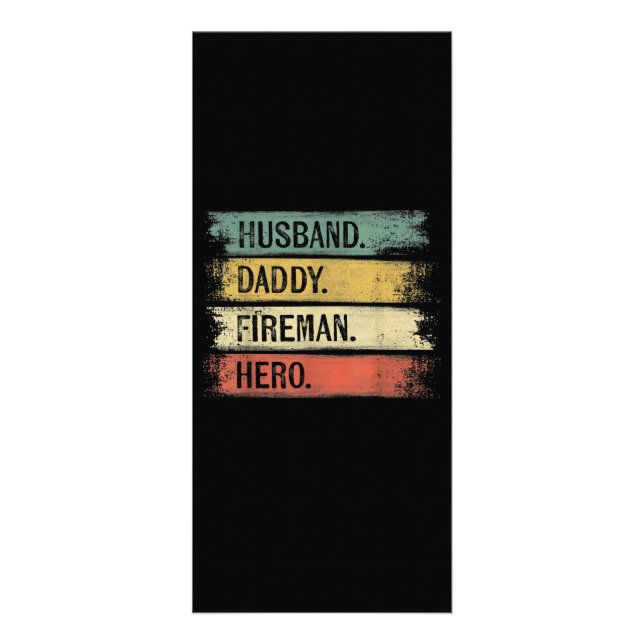 Mens Husband Daddy Fireman Hero Firefighter Rack Card (Front)