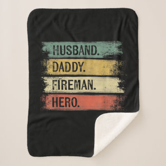 Mens Husband Daddy Fireman Hero Firefighter Sherpa Blanket