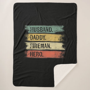 Mens Husband Daddy Fireman Hero Firefighter Sherpa Blanket
