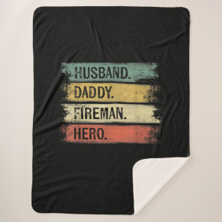 Mens Husband Daddy Fireman Hero Firefighter Sherpa Blanket