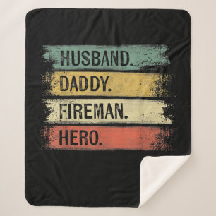 Mens Husband Daddy Fireman Hero Firefighter Sherpa Blanket