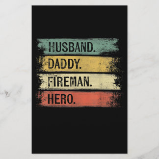 Mens Husband Daddy Fireman Hero Firefighter Stationery