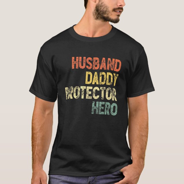 Mens Husband Daddy Protector Hero Best Papa Ever T-Shirt (Front)