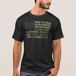 Mens HUSBAND DADDY PROTECTOR HERO Fathers Day Camo T-Shirt