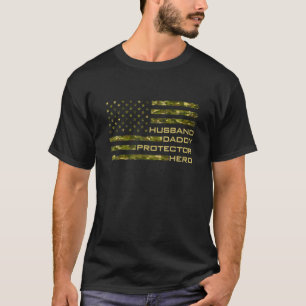 Mens Husband Daddy Protector Hero Fathers Day Camo T-Shirt