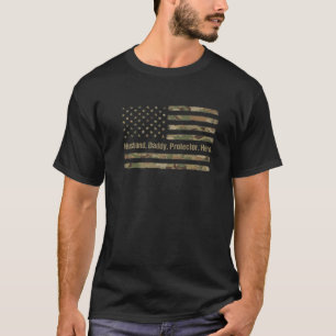 Mens Husband Daddy Protector Hero Father's Day Fla T-Shirt