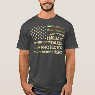 Mens Husband Daddy Protector Hero Fathers Day Fla T-Shirt