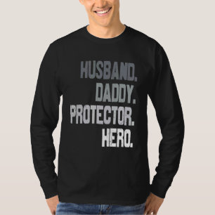 Mens Husband Daddy Protector Hero Fathers Day Flag T-Shirt
