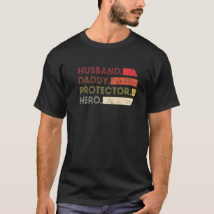 Mens Husband Daddy Protector Hero Father's Day Ret T-Shirt