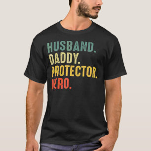 Mens Husband Daddy Protector Hero Retro Father's D T-Shirt