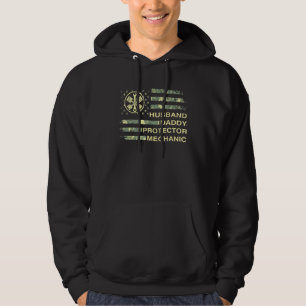 Mens Husband Daddy Protector Mechanic Fathers Day Hoodie