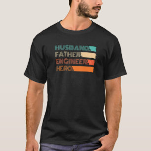 Mens Husband Father Engineer Hero Papa Daddy Poppa T-Shirt