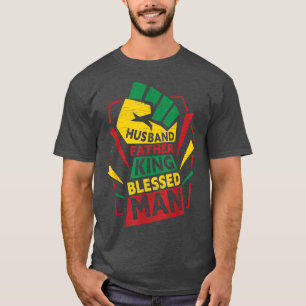 Mens Husband Father King Blessed Man Black Dad T-Shirt