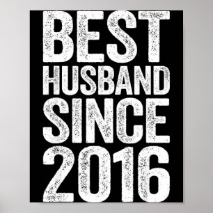 Mens Husband Since 2016 Wedding Illustration Poster