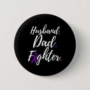 Mens Husbynd Dad Fighter Pancreatic Cancer Awarene 6 Cm Round Badge