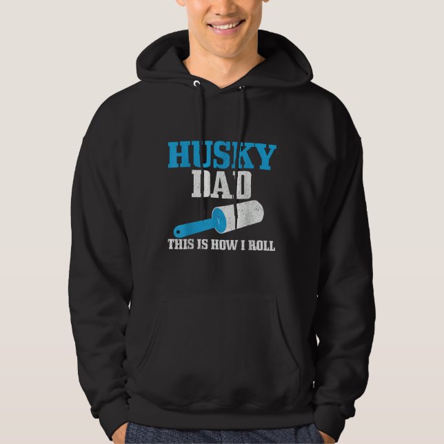 Mens Husky Dad Dog Hair Funny Siberian Husky Hoodie (Front)