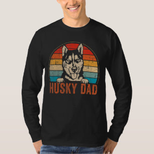 Mens Husky Dad Vintage Retro Siberian Husky  Fathe T-Shirt