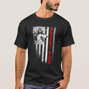 Mens Husky Siberian Husky Dad American Flag Do T-Shirt