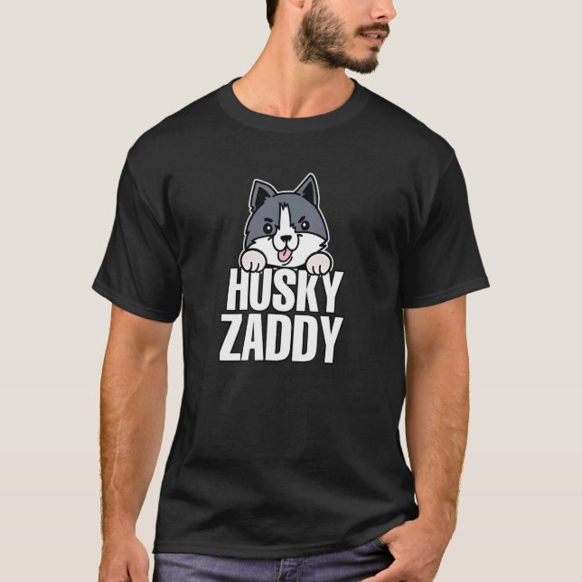 Mens Husky Zaddy Dog Dad design T-Shirt (Front)