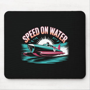 Mens hydroplane racing airboat captain rooster mouse pad