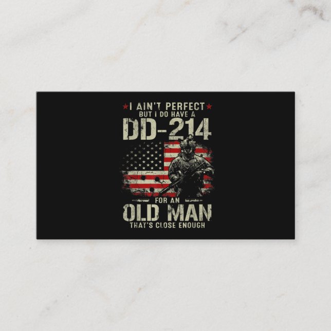 Mens I Ain't Perfect I Do Have A DD-214 Veteran Business Card (Front)