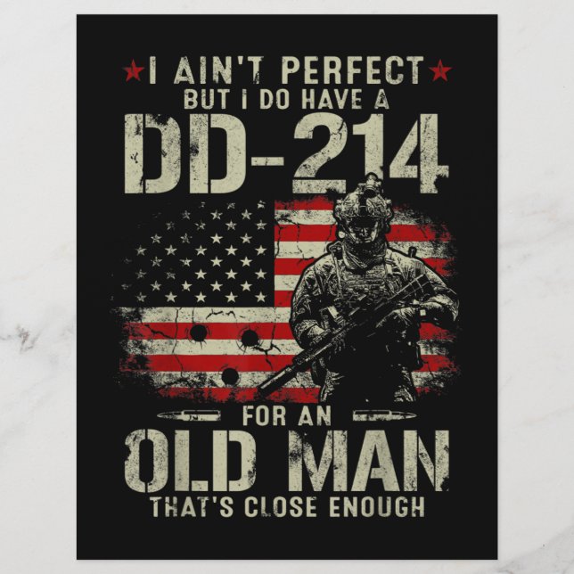 Mens I Ain't Perfect I Do Have A DD-214 Veteran Custom Letterhead (Front)