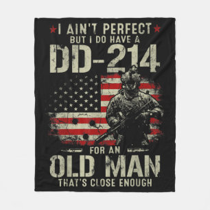 Mens I Ain't Perfect I Do Have A DD-214 Veteran Fleece Blanket