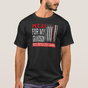 Mens I Back The Red For My Grandson Firefighter's T-Shirt