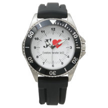 Men's I Heart Black Rubber Strap Watch