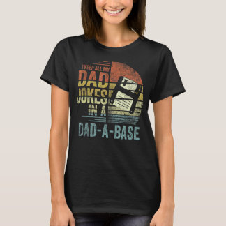 Mens I Keep All My Dad Jokes In A Dad A Base Retro T-Shirt
