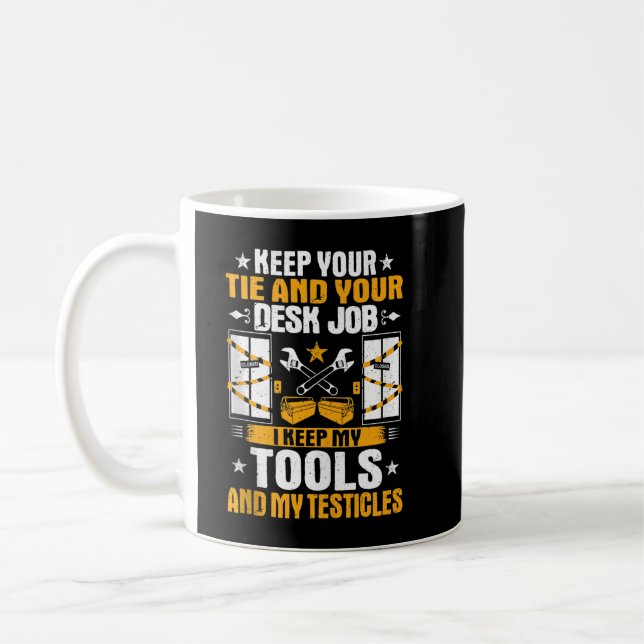 Mens I Keep My Tools Elevator Mechanic Coffee Mug (Left)