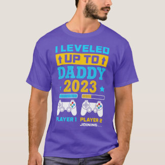 Mens I Levelled Up To Daddy 2023 Soon To Be Dad Fa T-Shirt