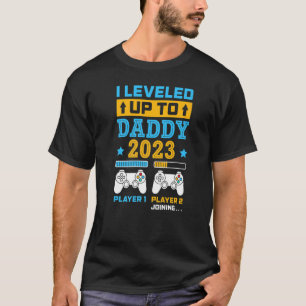 Mens I Levelled Up To Daddy 2023 Soon To Be Dad Fa T-Shirt