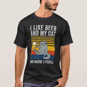 Mens I Like Beer My Cat And Maybe 3 People Cat Bee T-Shirt