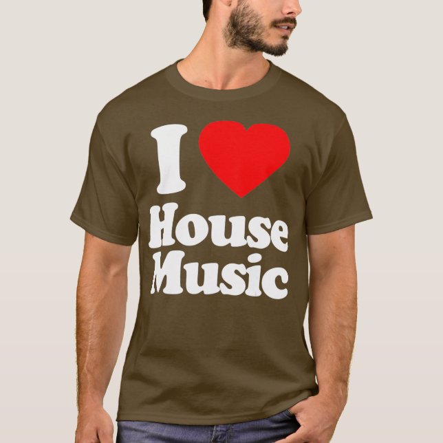 Mens I Love House Music Heart Souvenir Funny T-Shirt (Front)