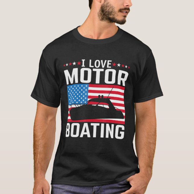 Mens I Love Motor Boating Motorboating Tee Nitro B (Front)