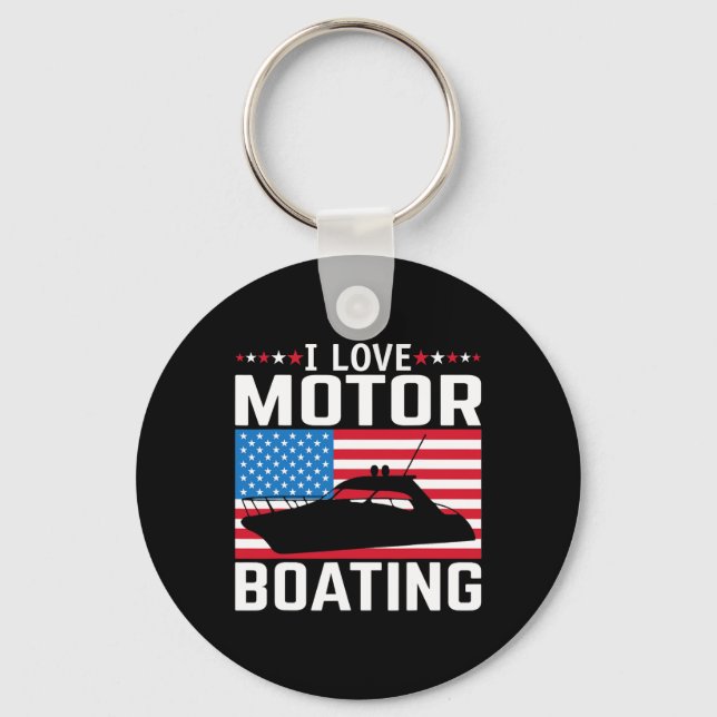 Mens I Love Motor Boating Motorboating Tee Nitro B Key Ring (Front)