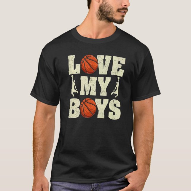 Mens I Love My Boys Basketball  Father's Day Baske T-Shirt (Front)