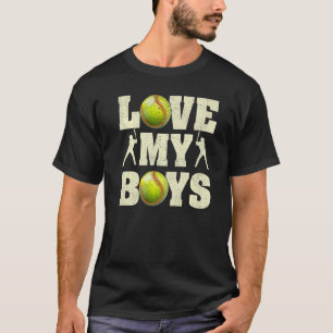 Mens I Love My Boys Softball Father's Day Softbal T-Shirt