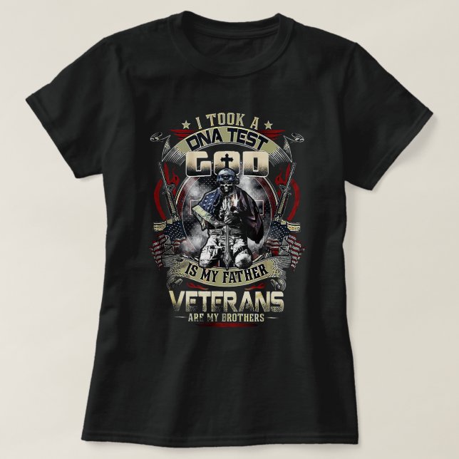 Mens I Took A DNA Test God Is My Father Veterans B T-Shirt (Design Front)