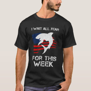 Mens I Wait All Year For This Week Marine Shark T-Shirt