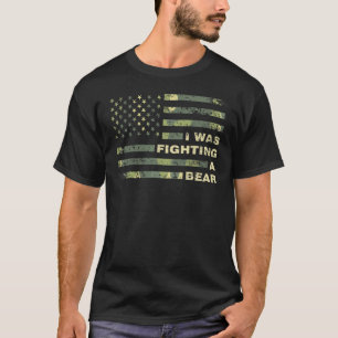 Mens I Was Fighting A Bear USA American Camo Flag T-Shirt