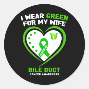 Mens I Wear Green For My Wife Bile Duct Cancer Awa Classic Round Sticker