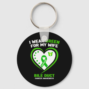 Mens I Wear Green For My Wife Bile Duct Cancer Awa Key Ring