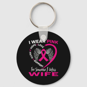 Mens I Wear Pink For My Wife Breast Cancer Memoria Key Ring