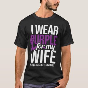 Mens I Wear Purple For Wife Pancreatic Cancer Awar T-Shirt
