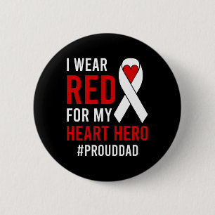 Mens I Wear Red Proud Chd Warrior Father Chd Aware 6 Cm Round Badge
