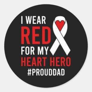Mens I Wear Red Proud Chd Warrior Father Chd Aware Classic Round Sticker