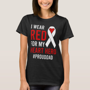 Mens I Wear Red Proud Chd Warrior Father Chd Aware T-Shirt
