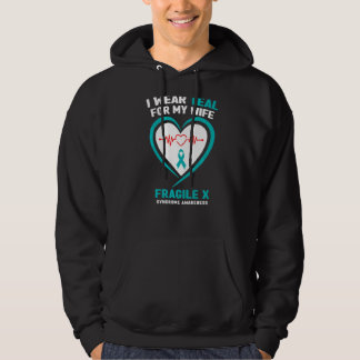 Mens I Wear Teal For My Wife Fragile X Syndrome Aw Hoodie